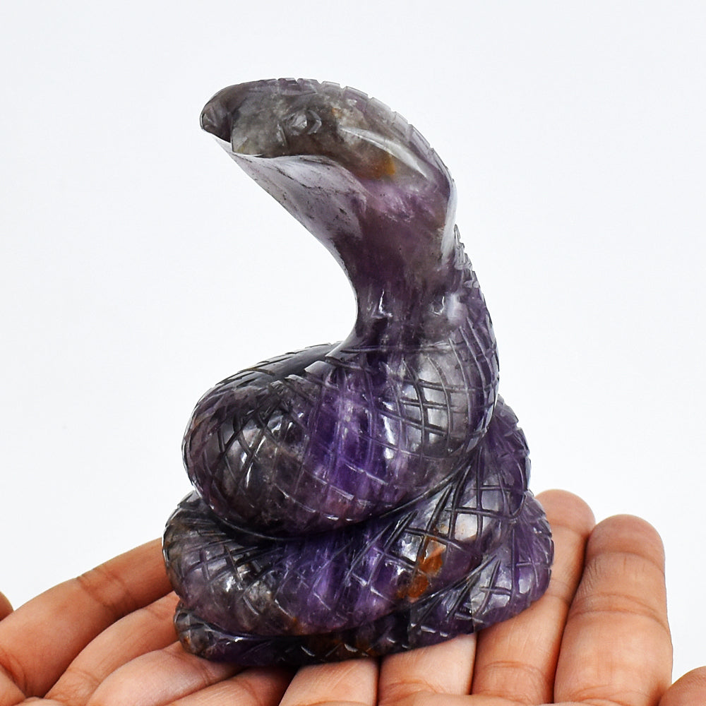 Artisian 2123.00 Carats Genuine Amethyst  Hand Carved  Crystal Gemstone Carving Snake