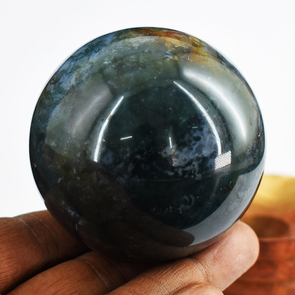 Natural  1277.00  Carats  Genuine  Moss Agate  Hand Carved  Healing  Sphere