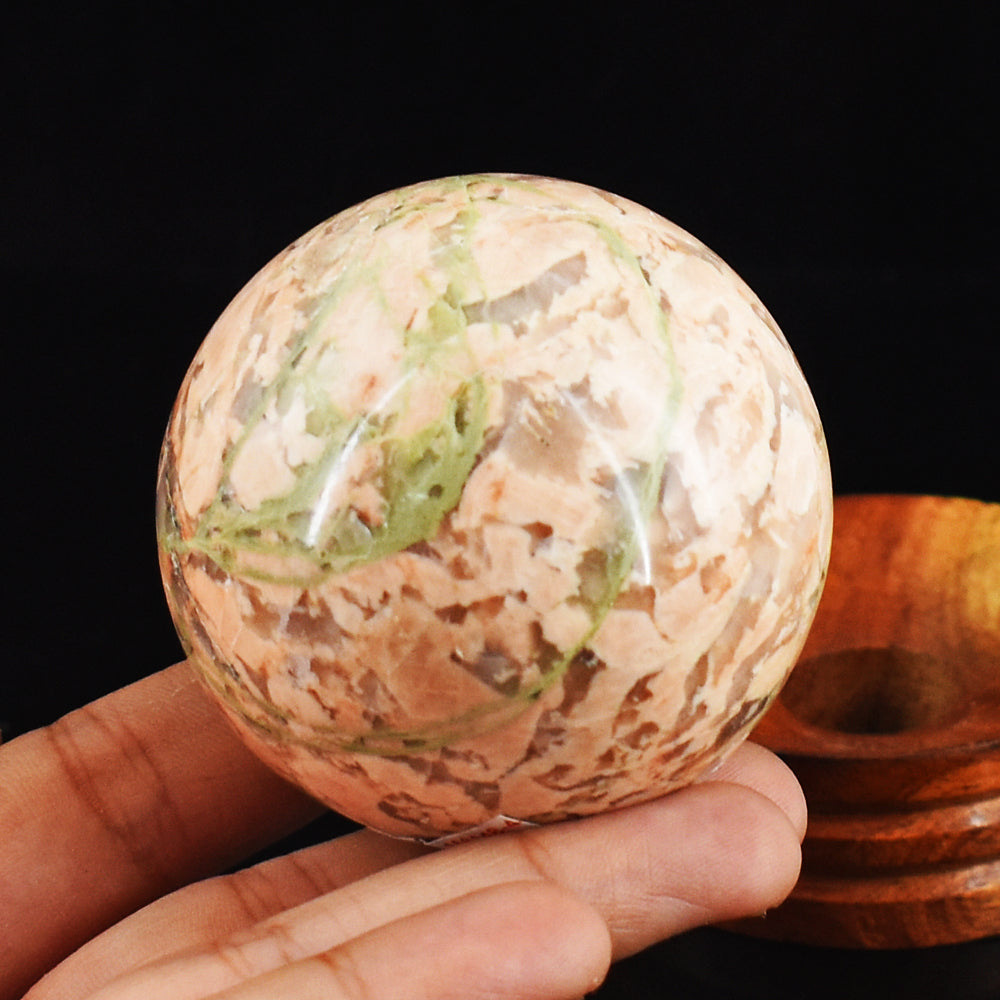 Natural  1175.00 Carats Genuine Peach Moonstone Hand Carved Crystal Healing Gemstone Ball