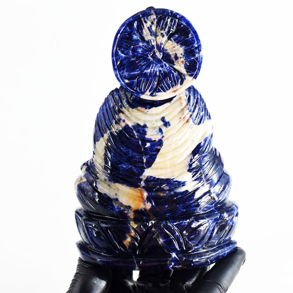 Beautiful 2874.00 Cts Genuine Sodalite Hand Carved Gemstone Crystal Buddha Statue Carving