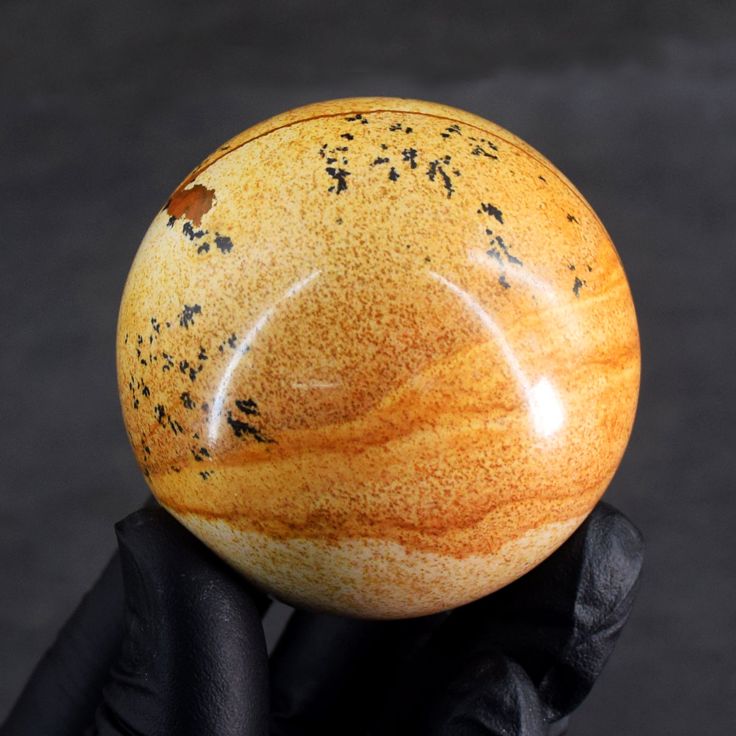Gorgeous 877.00 Cts Genuine Picture Jasper Hand Carved Crystal Healing Gemstone Sphere