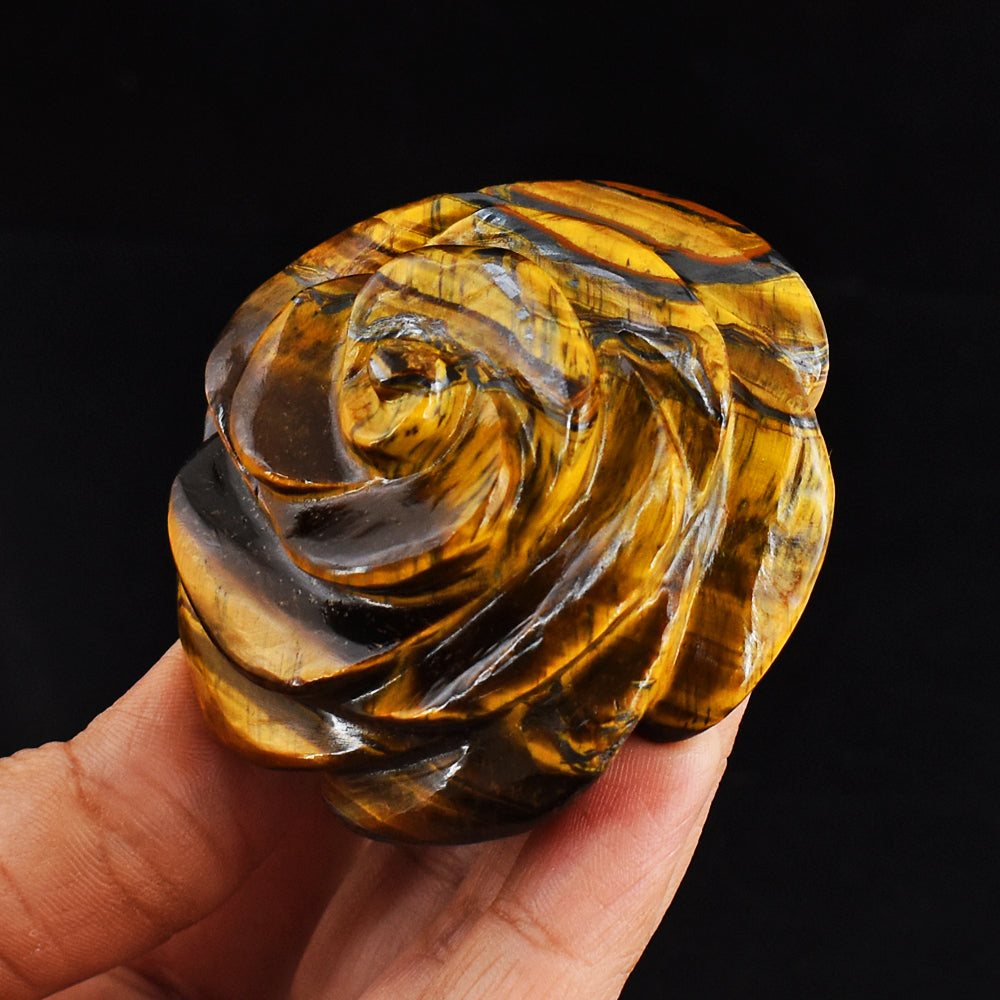 Stunning 585.00 Carats  Genuine Golden Tiger Eye  Hand Carved  Crystal  Rose  Gemstone  Carving