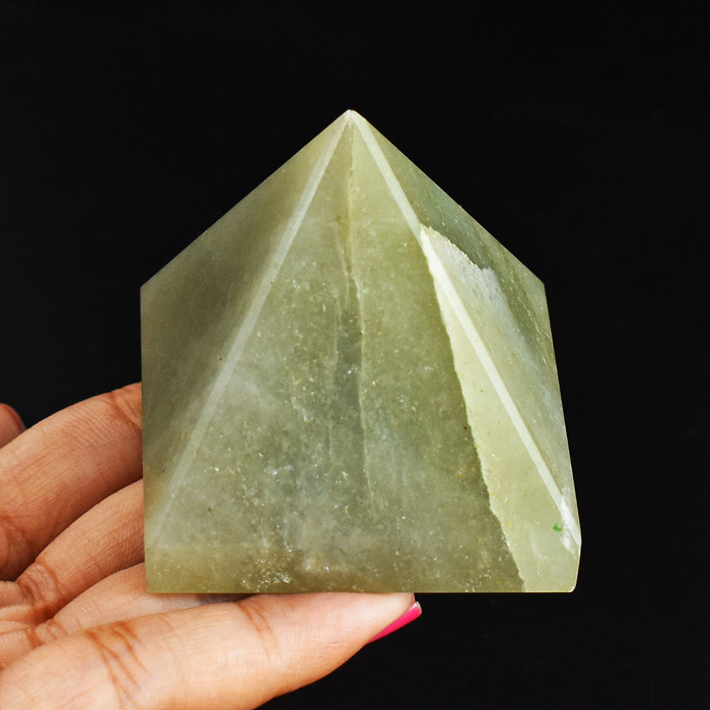 Genuine  681.00 Carats Aventurine  Hand Carved Crystal Healing  Pyramid Gemstone Carving