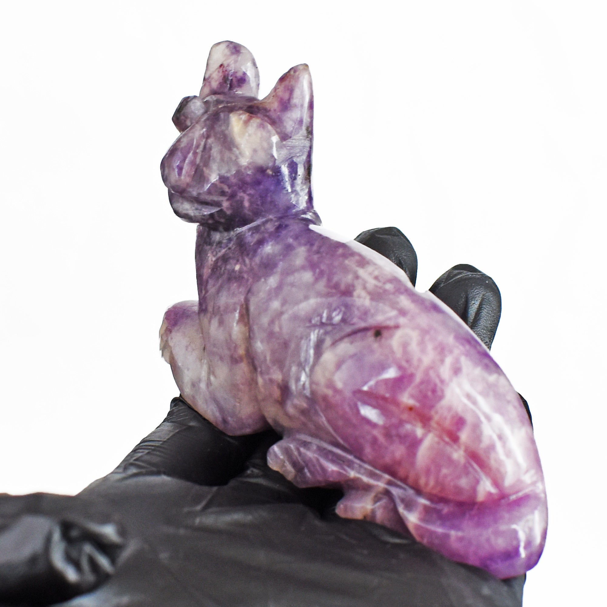 Exclusive 716.00 Cts Genuine Lepidolite Hand Carved Genuine Crystal Gemstone Carving Cat 2026  Collection