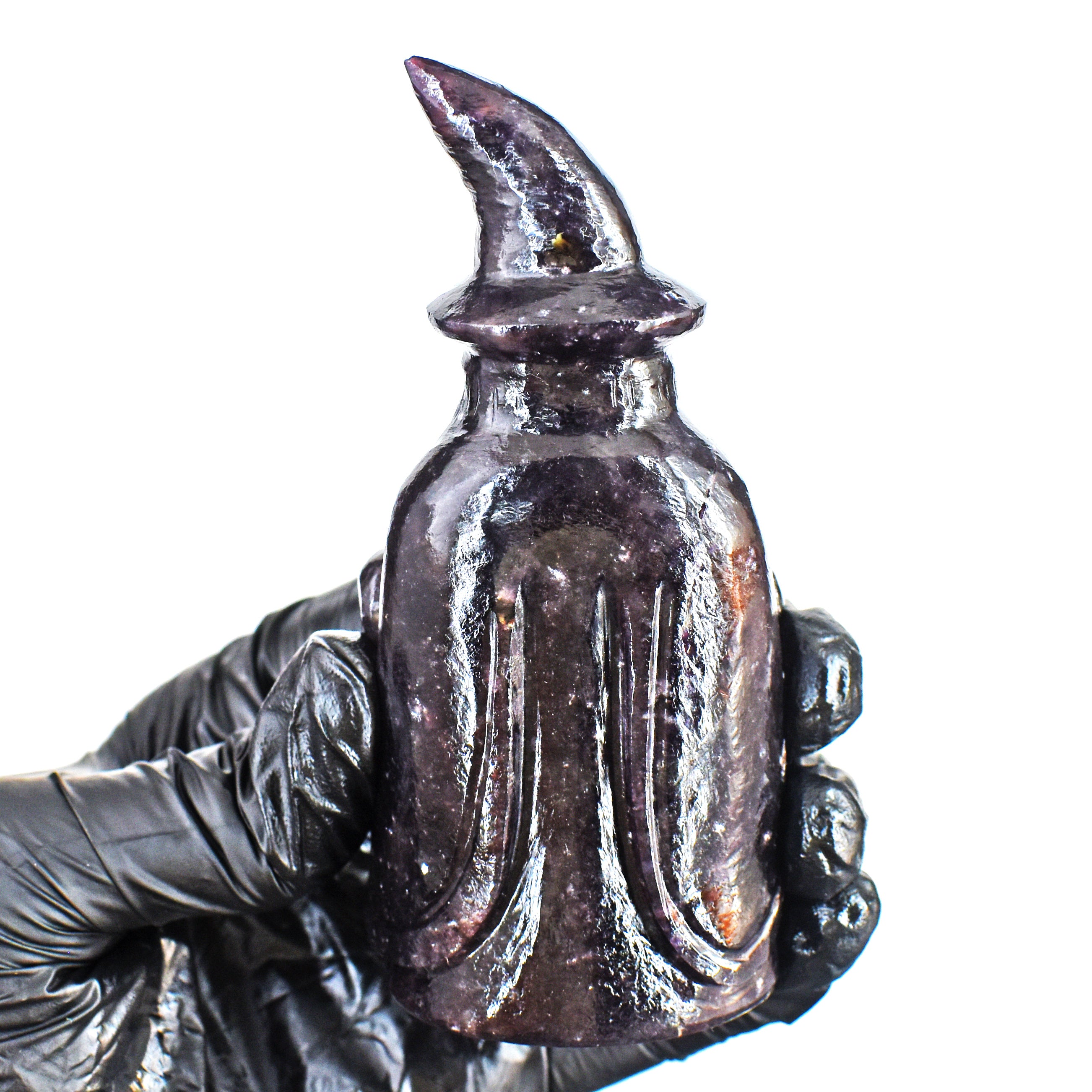 Beautiful 729.00 Carats Genuine Lepidolite Hand Carved Crystal Gemstone Wizard Carving