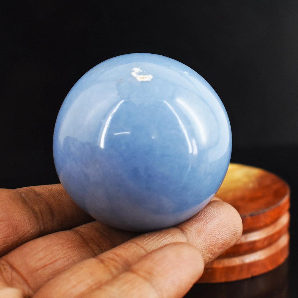 Craftsmen  700.00 Carats  Genuine Blue Angelite Hand Carved  Healing Crystal Gemstone  Sphere