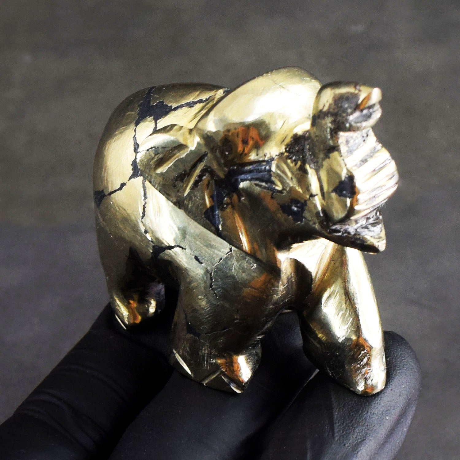 Thoughtful 908.00 Cts Genuine Pyrite Hand Carved Gemstone Premium Elephant Crystal