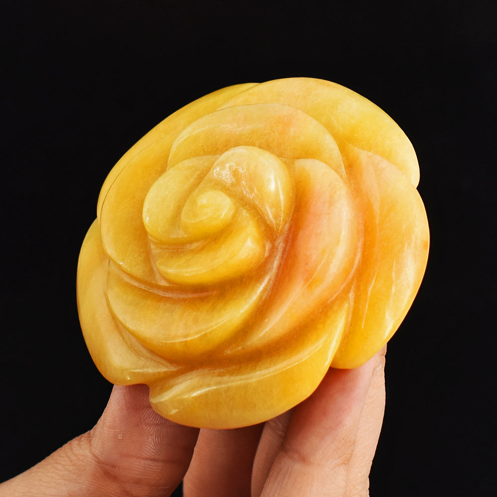 624.00 Cts  Genuine  Aventurine  Hand  Carved  Crystal  Rose  Flower  Gemstone  Carving