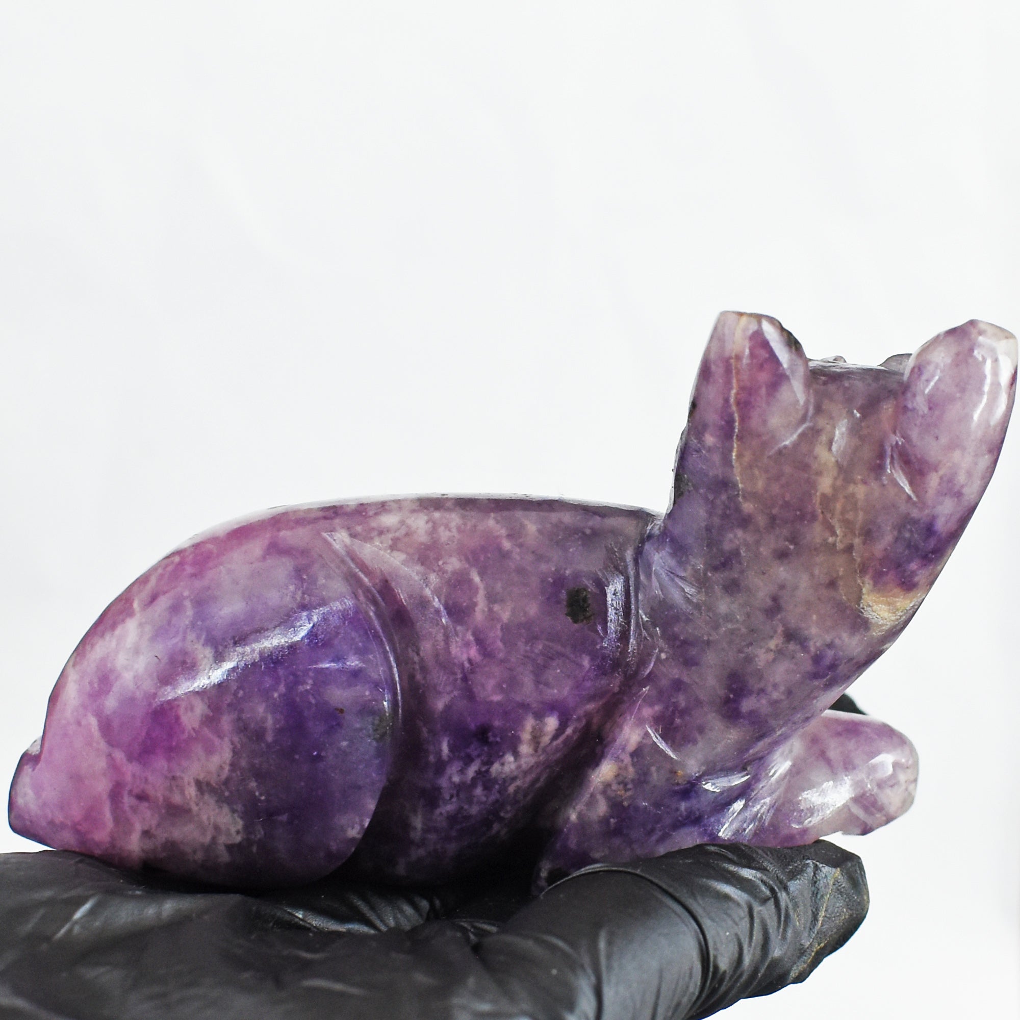 Exclusive 716.00 Cts Genuine Lepidolite Hand Carved Genuine Crystal Gemstone Carving Cat 2026  Collection