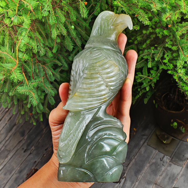 Exclusive 4247.00 Cts Genuine Green Aventurine Hand Carved Crystal Gemstone Eagle Carving