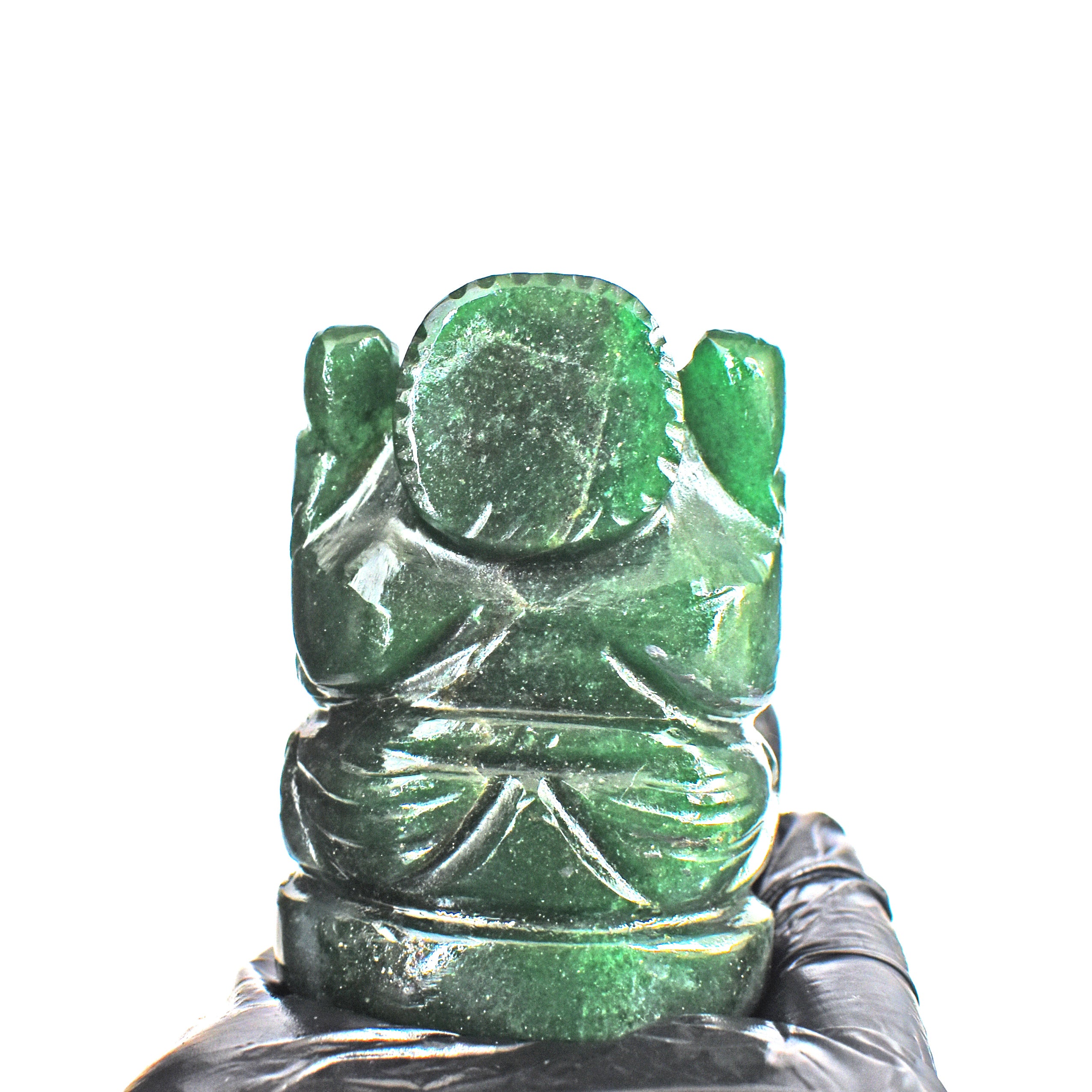 Beautiful 804.00 Cts Genuine Green Jade Divine Hand Carved Crystal Lord Ganesha Idol Gemstone Carving
