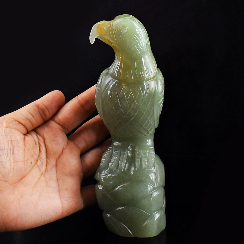 Exclusive 4247.00 Cts Genuine Green Aventurine Hand Carved Crystal Gemstone Eagle Carving