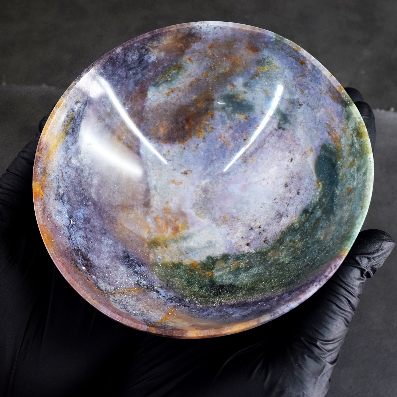 UpperMost 1026.00 Carats Genuine Moss Agate Hand Carved Crystal Gemstone Carving Big Bowl