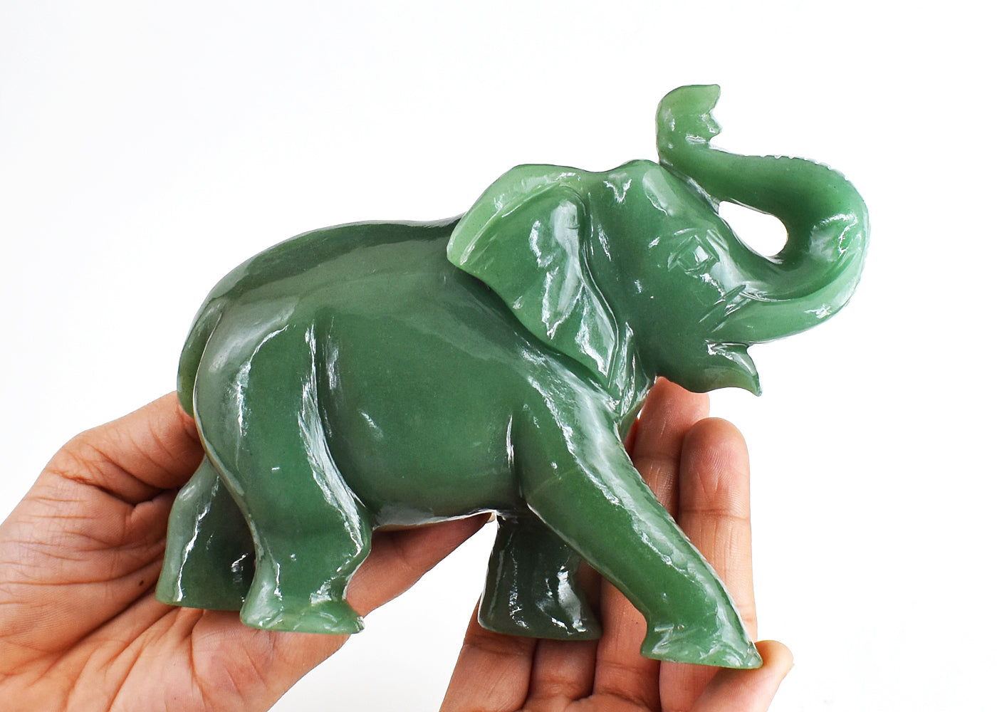 4027.00 Carats Genuine Green Aventurine Hand Carved Crystal Gemstone Carving Elephant