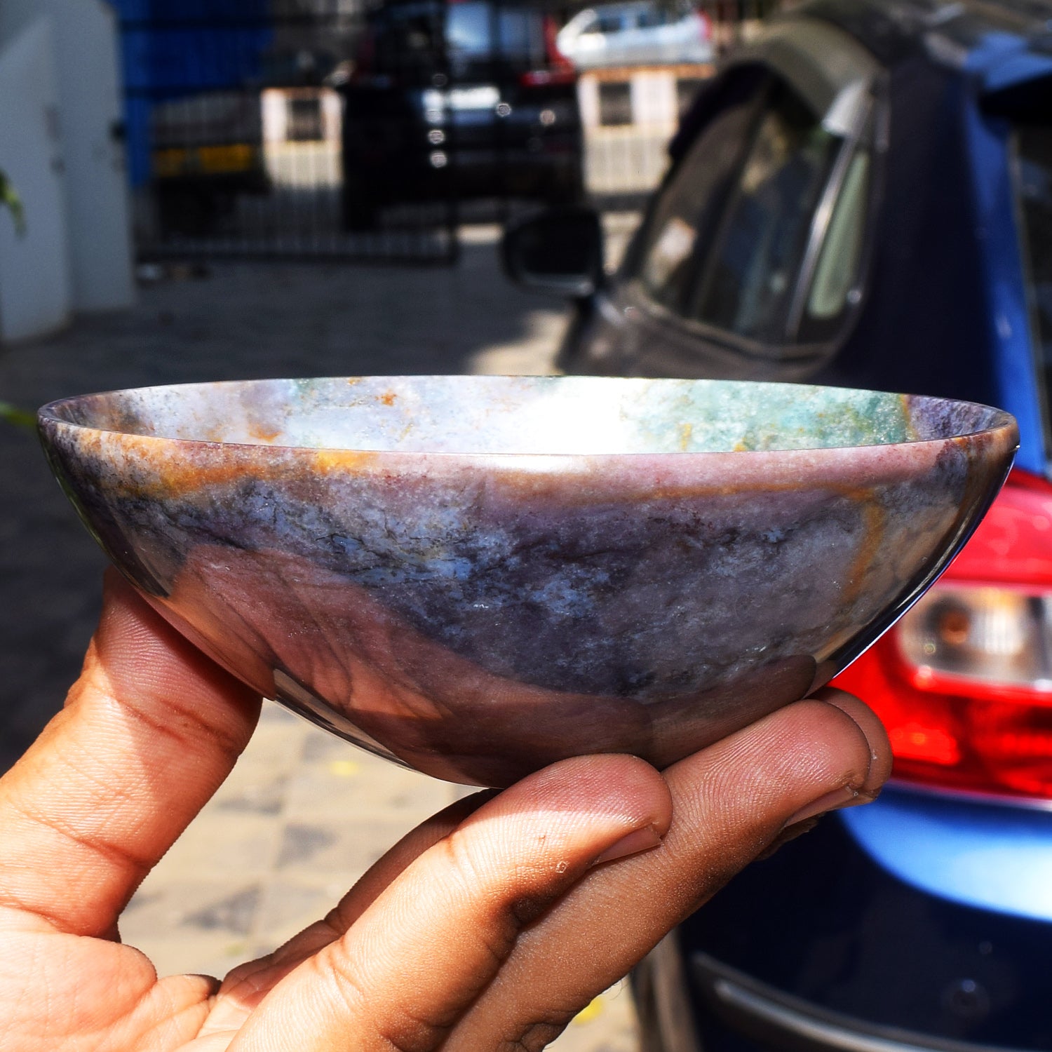 UpperMost 1026.00 Carats Genuine Moss Agate Hand Carved Crystal Gemstone Carving Big Bowl