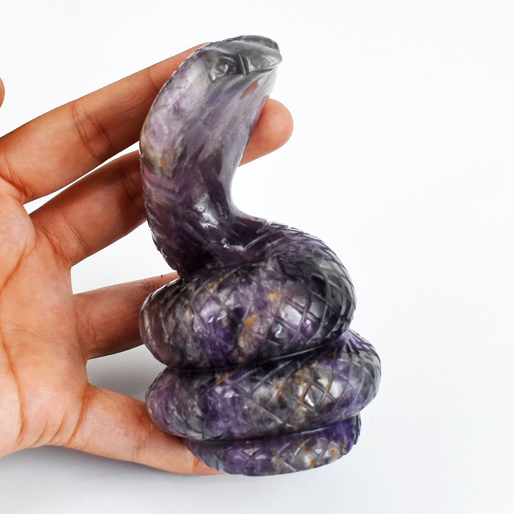 Artisian 2123.00 Carats Genuine Amethyst  Hand Carved  Crystal Gemstone Carving Snake