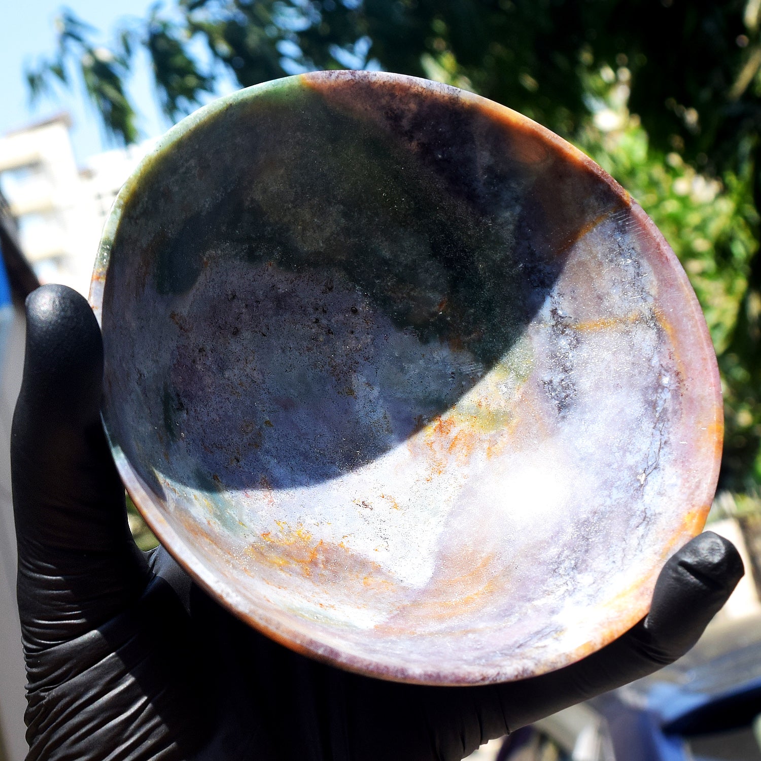 UpperMost 1026.00 Carats Genuine Moss Agate Hand Carved Crystal Gemstone Carving Big Bowl
