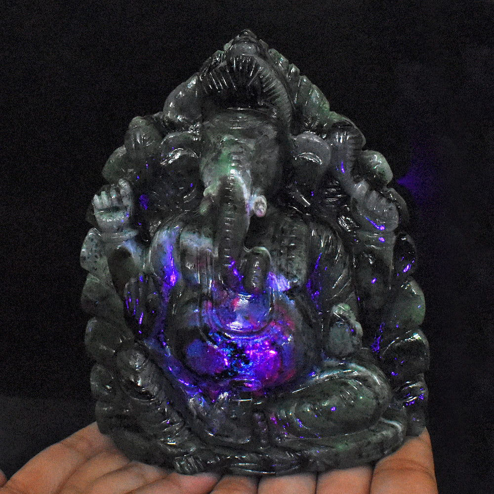 Artisian 5711.00 Cts Genuine Ruby Zoisite Hand Carved Crystal Gemstone Lord Ganesha Carving