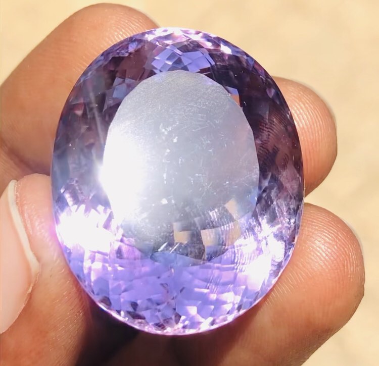 Beautiful 77.00 Cts Genuine Amethyst Faceted Loose Gemstone