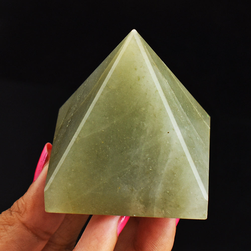 Genuine  681.00 Carats Aventurine  Hand Carved Crystal Healing  Pyramid Gemstone Carving