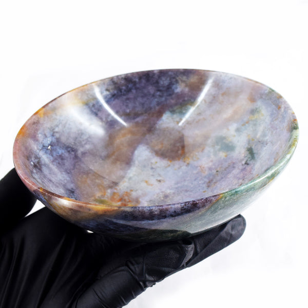 UpperMost 1026.00 Carats Genuine Moss Agate Hand Carved Crystal Gemstone Carving Big Bowl