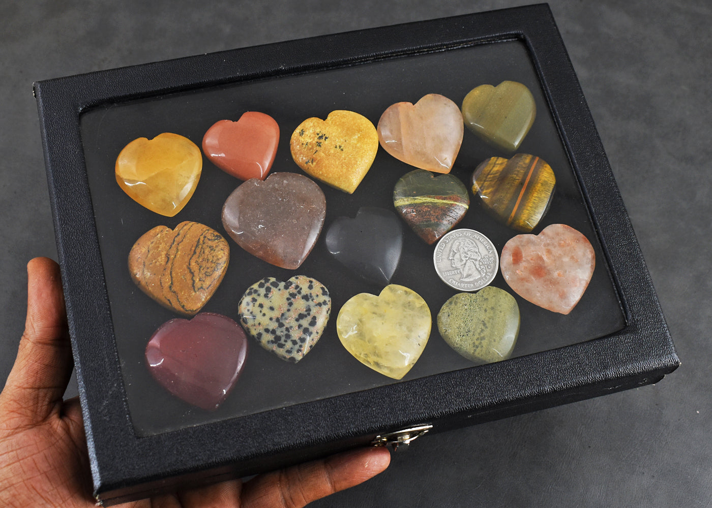 Amazing 976.00 Carats  Genuine Mix Gem Untreated Gemstone Cabochon Heart Lot