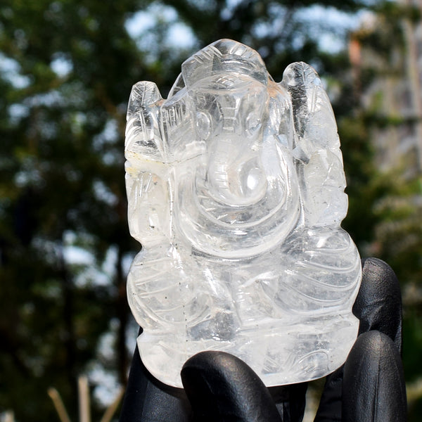 Impressive 1084.00 Cts Genuine White Quartz Hand Carved Premium Lord Ganesha Crystal