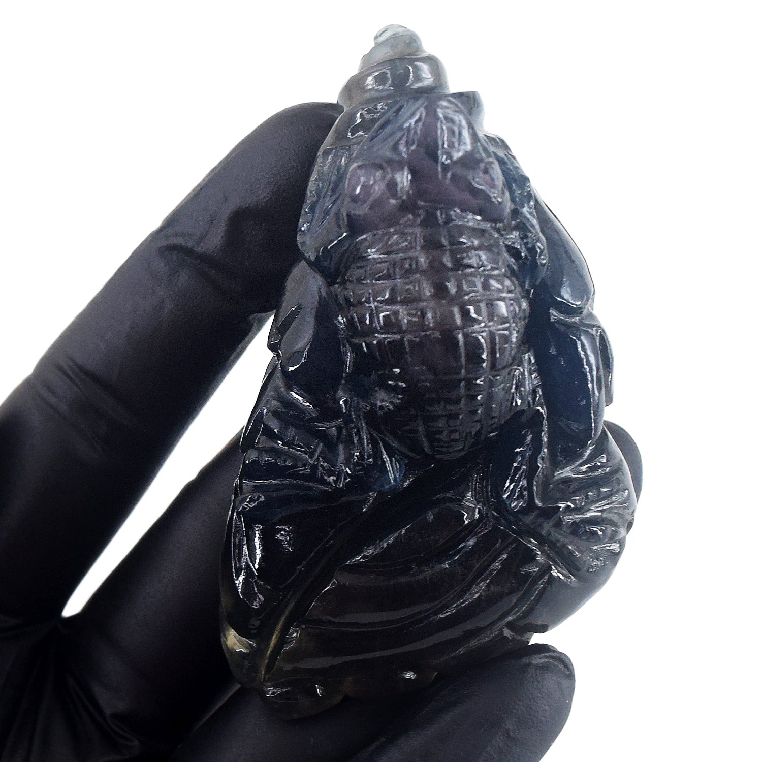 Artisian 643.00 Cts Genuine Multicolor Fluorite Carved Premium Chameleon Crystal