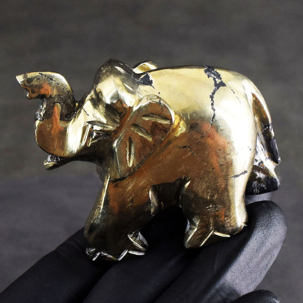 Thoughtful 908.00 Cts Genuine Pyrite Hand Carved Gemstone Premium Elephant Crystal