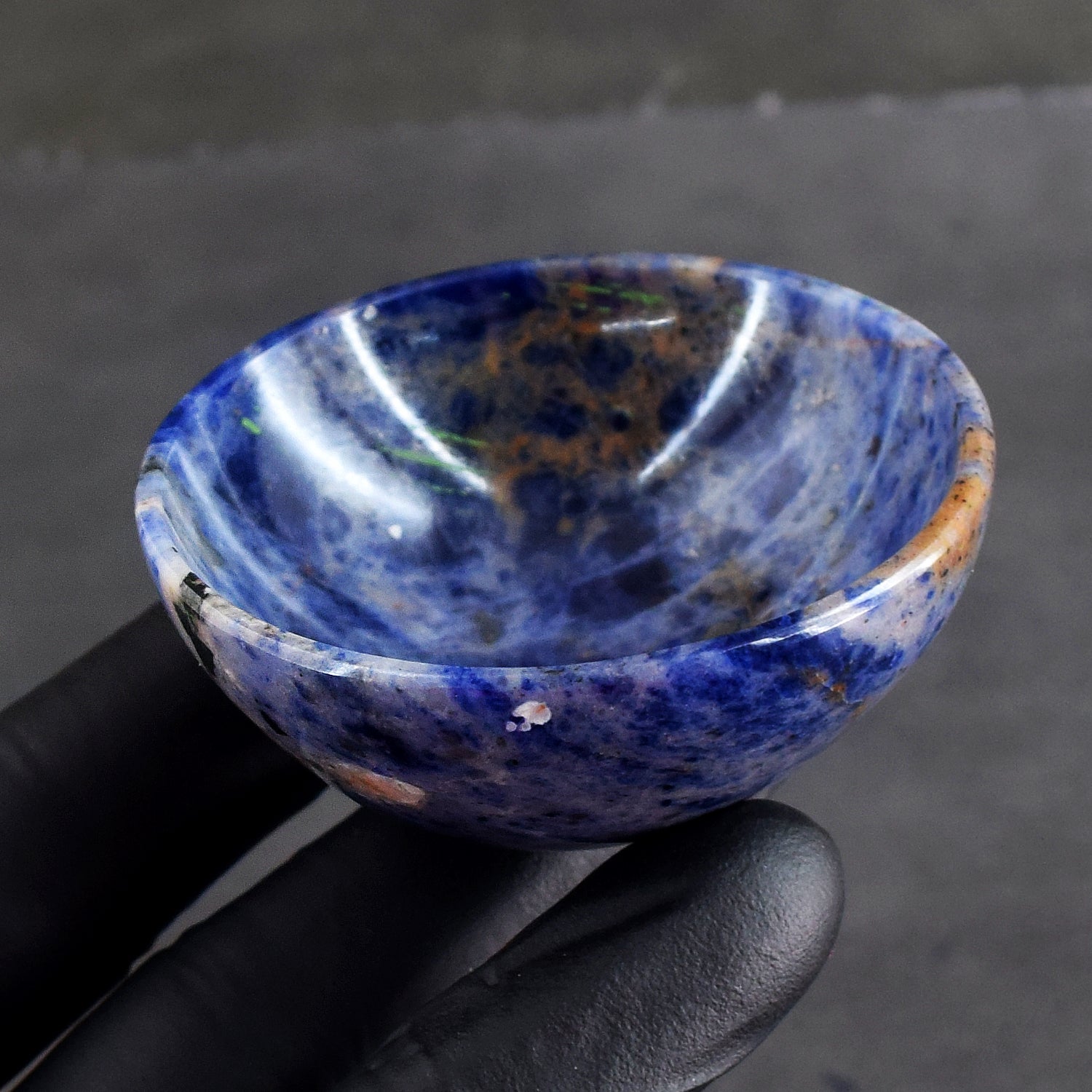 Gorgeous 194.00 Carats Genuine Blue Sodalite Hand Carved Crystal Gemstone Carving Bowl