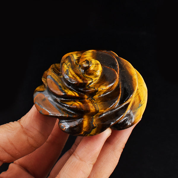 Stunning 585.00 Carats  Genuine Golden Tiger Eye  Hand Carved  Crystal  Rose  Gemstone  Carving