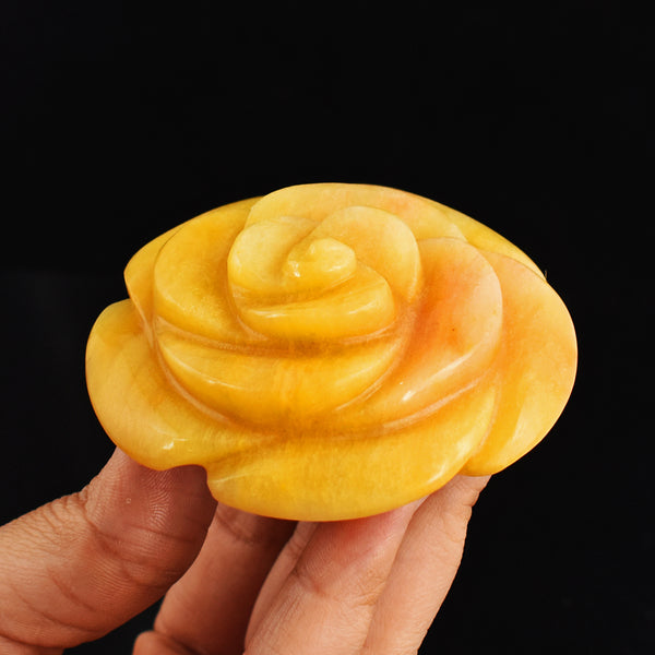 624.00 Cts  Genuine  Aventurine  Hand  Carved  Crystal  Rose  Flower  Gemstone  Carving