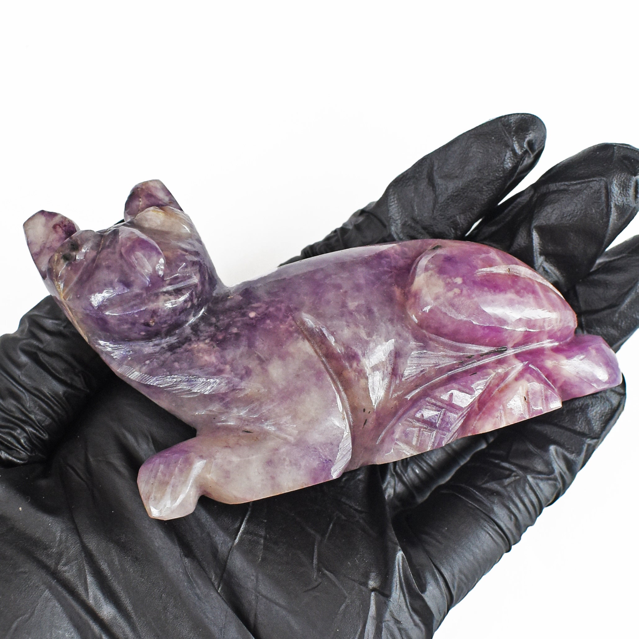 Exclusive 716.00 Cts Genuine Lepidolite Hand Carved Genuine Crystal Gemstone Carving Cat 2026  Collection