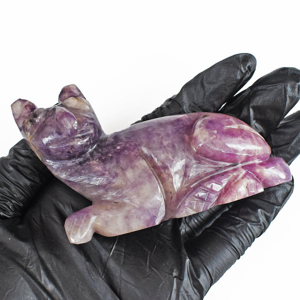 Exclusive 716.00 Cts Genuine Lepidolite Hand Carved Genuine Crystal Gemstone Carving Cat 2026  Collection