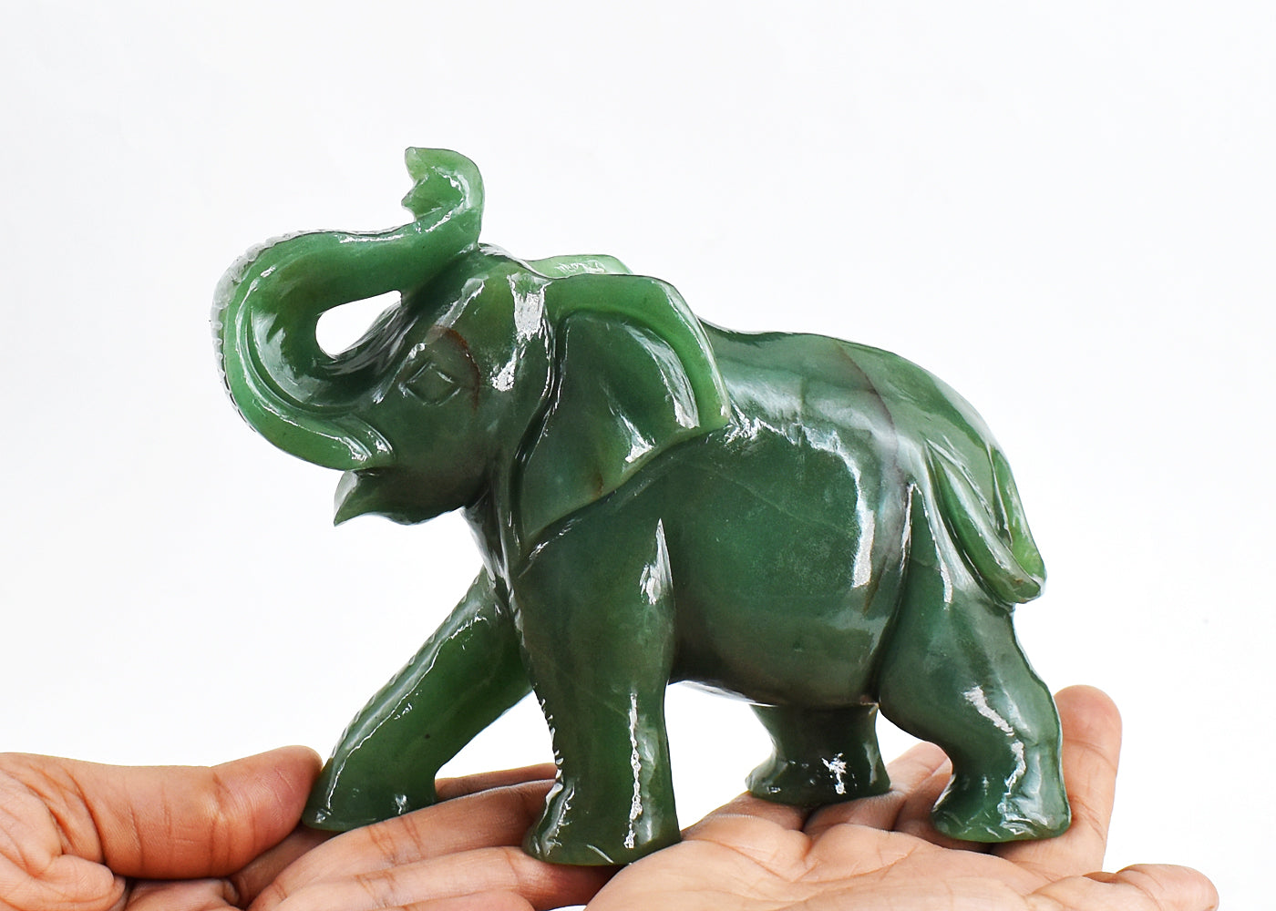 4027.00 Carats Genuine Green Aventurine Hand Carved Crystal Gemstone Carving Elephant