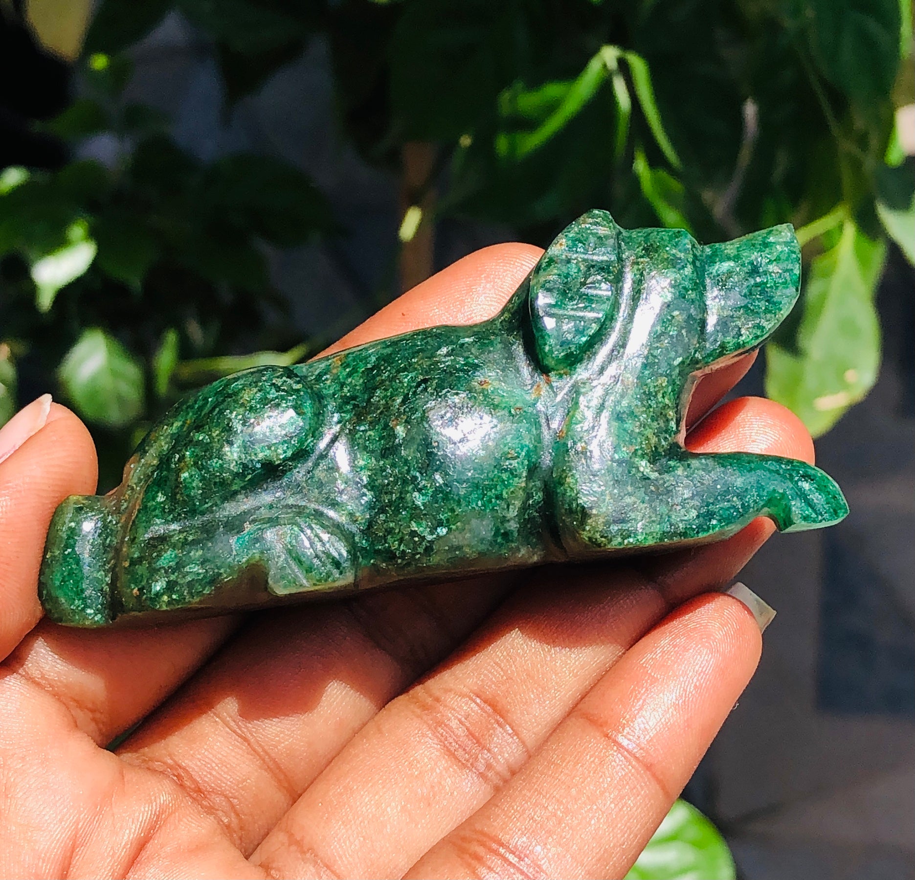 Stunning 310.00 Carats Genuine Green Jade  Hand Carved  Crystal Gemstone Carving Dog 2026 Collection