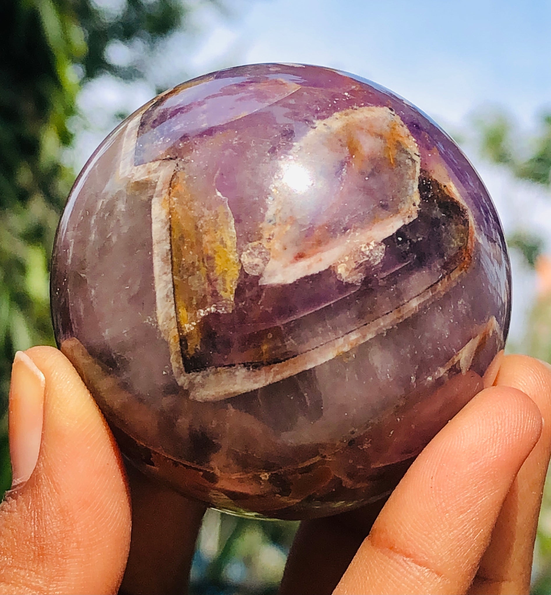 Natural 1000.00 Cts Genuine Chevron Amethyst Crystal Specimen Healing Premium Sphere