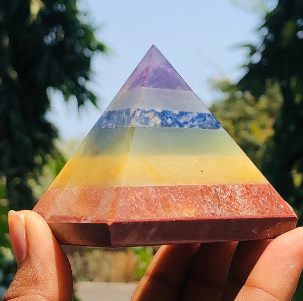 Miraculous 816.00 Cts Genuine Seven Chakra Healing Divine Premium Crystal Specimen Pyramid