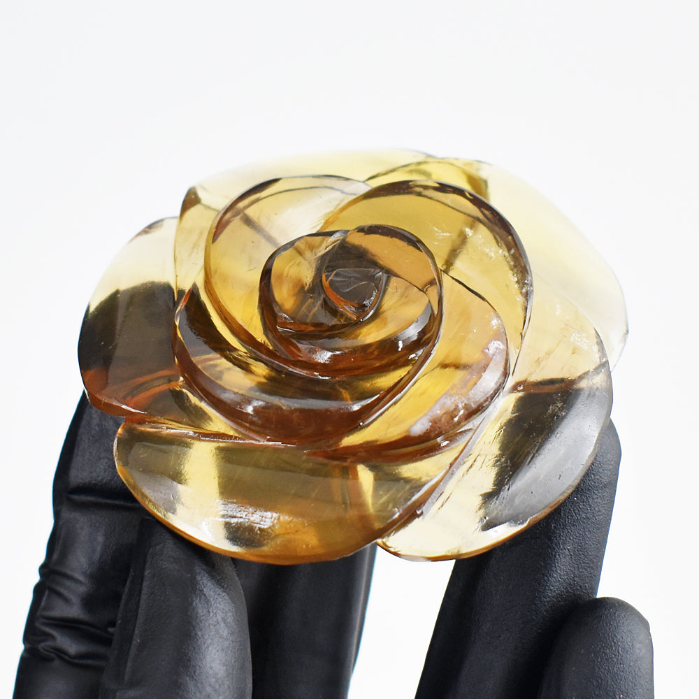 Genuine 409.00 Cts Multicolor Fluorite Hand Carved Crystal Rose Gemstone Carving