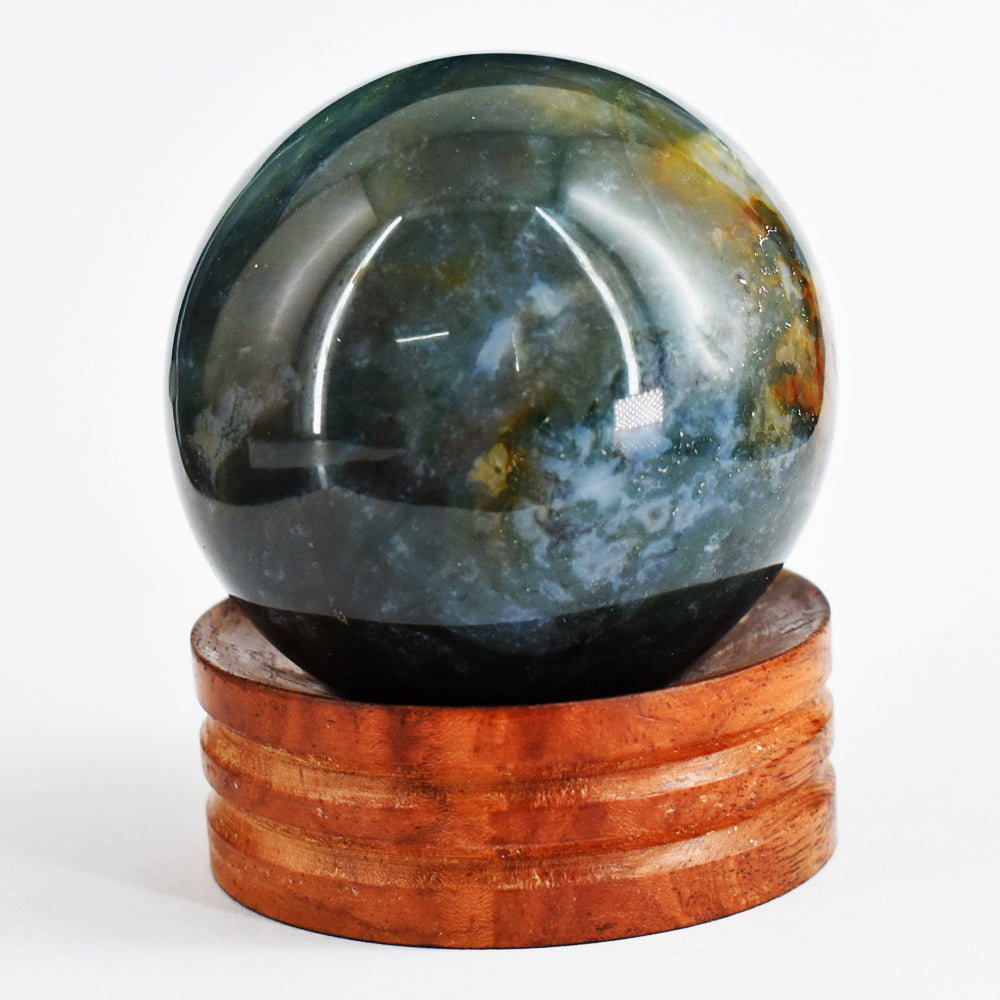 Natural  1277.00  Carats  Genuine  Moss Agate  Hand Carved  Healing  Sphere