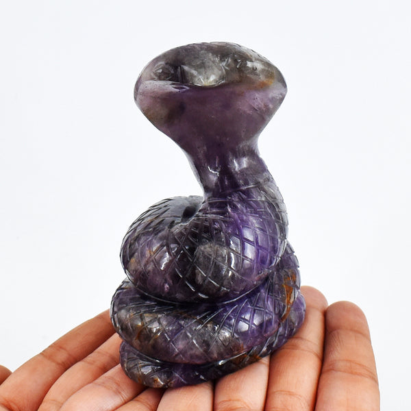 Artisian 2123.00 Carats Genuine Amethyst  Hand Carved  Crystal Gemstone Carving Snake