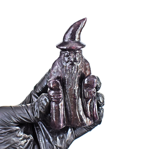 Beautiful 729.00 Carats Genuine Lepidolite Hand Carved Crystal Gemstone Wizard Carving