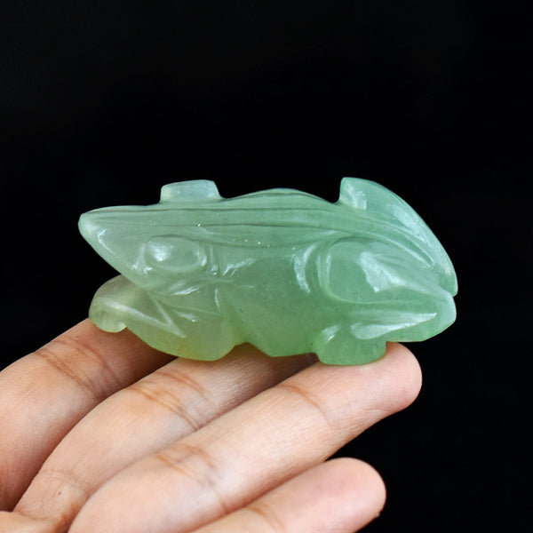 Craftsmen 295.00 Carats Genuine Green Aventurinee Hand Carved  Crystal Gemstone Carving Frog