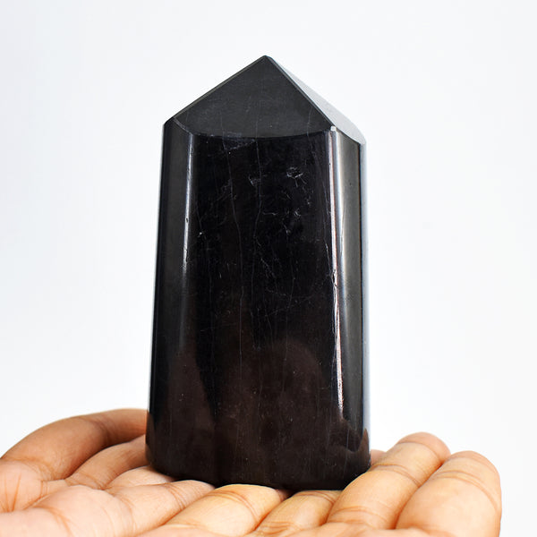 Natural 2084.00 Carats  Genuine  Black  Spinel Hand  Carved Crystal Healing Gemstone Point