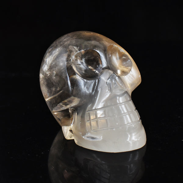 Natural 766.00 Cts Genuine  White Quartz Hand Carved Crystal Gemstone Carving Skull