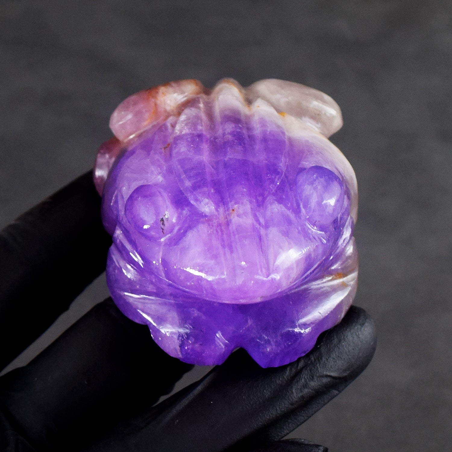 Awesome 684.00 Cts Genuine Amethyst Hand Carved Premium Crystal Frog