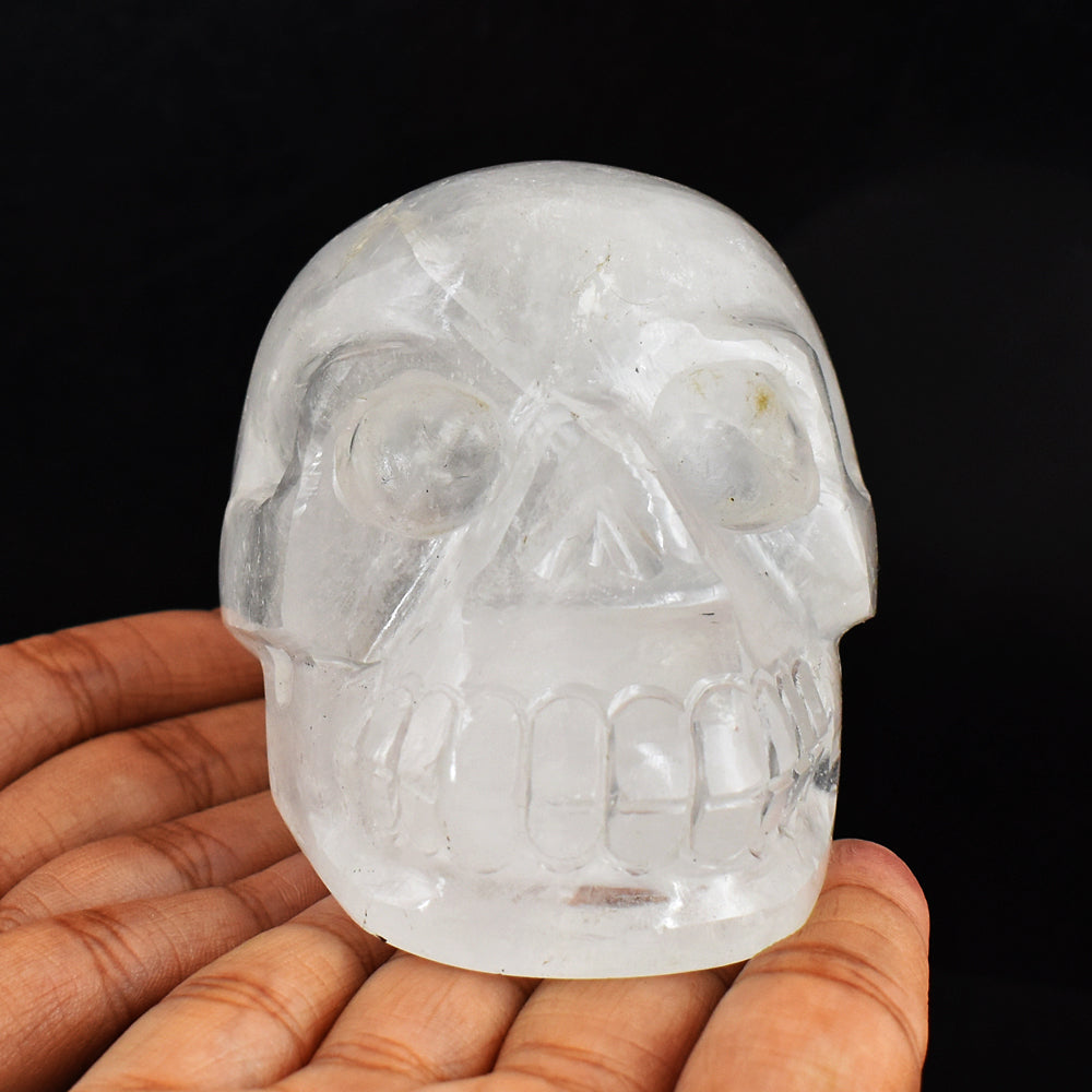 Natural  2088.00  Carats  Genuine  White Quartz Hand Carved  Crystal Gemstone Carving Skull