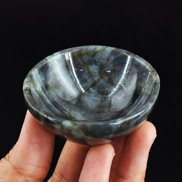 Exclusive  211.00 Carats  Genuine  Labradorite Hand Carved Crystal Gemstone  Carving Bowl