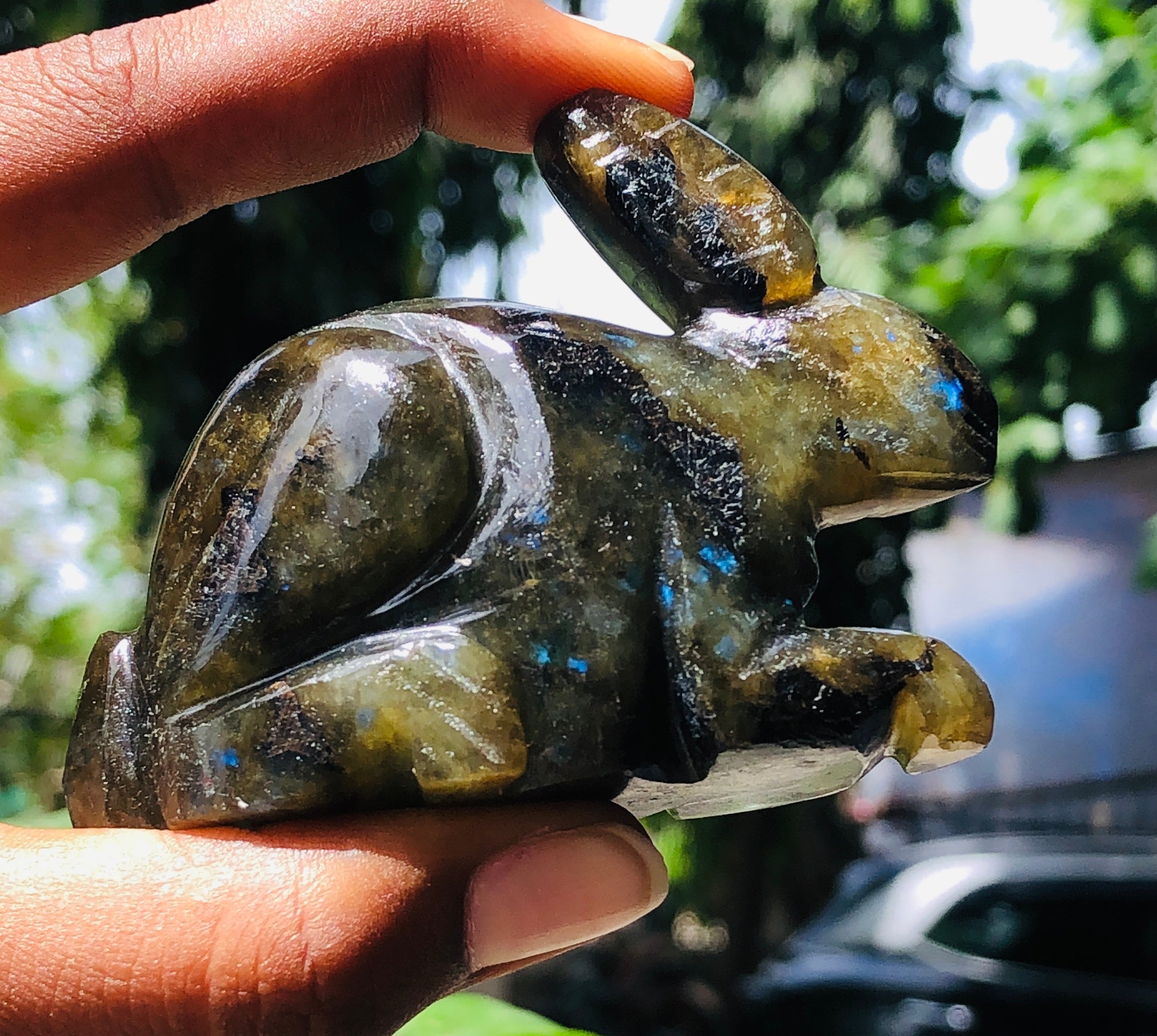 Superb 669.00 Cts Genuine Labradorite Hand Carved Gemstone Bunny 2026  Collection