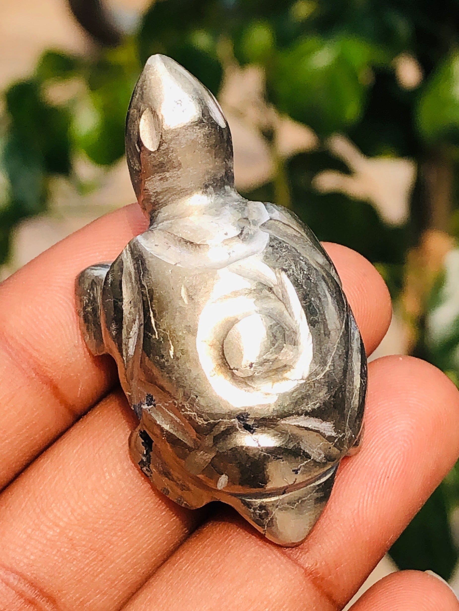 Natural 158.00 Cts Genuine Pyrite Hand Carved Premium Turtle Crystal Gemstone